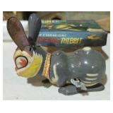 Vintage Tin Litho Wind Up Jumping Rabbit
