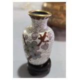 White Miniature Chinese Cloisonnï¿½ Vase