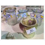 Glass Canisters & Hand Painted Dish