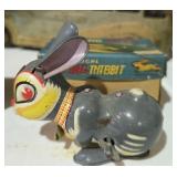Vintage Tin Litho Wind Up Jumping Rabbit