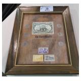 Framed V Nickels & Stamps
