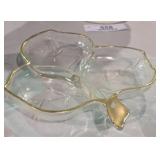 Vintage Gold Trim Maple Leaf Divided Dish