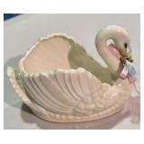 Vintage White Ceramic Swan Planter