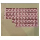 Partial Sheet of 2 Cent Stamps