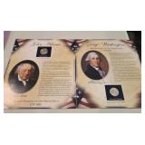 George Washington & John Adams Gold Dollars/Stamps