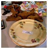 Wood Reindeer & Antique Plates