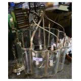 Brass & Beveled Glass Chandelier