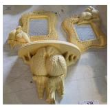 Vintage 1970's Wall Mirror & Shelf