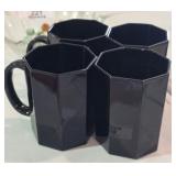 4 Black Octane MCM Glass Mugs