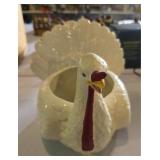 White Ceramic Turkey Centerpiece Bowl