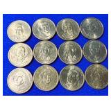 12 US Presidential Golden $1 Coins