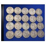 20 Walking Liberty Silver Halves