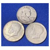 3 Silver Half Dollars Coins