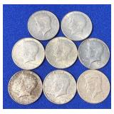 8 1964 Kennedy Silver Half Dollars