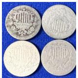 4 Shield Nickels