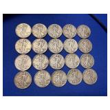 20 Walking Liberty Silver Halves