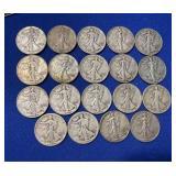 19 Walking Liberty Silver Halves