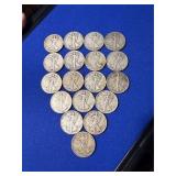 18 Walking Liberty Silver Halves