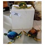 3 Turtle Figurines