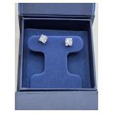 Large Princess Cut Solitaire Earrings