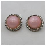 Retro Pink Cats Eye & Crystal Earrings