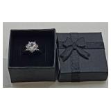 White Sapphire Large Solitaire Ring