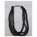 3 Row Black Vintage Necklace
