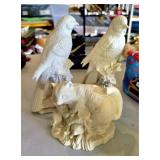 Ceramic Birds & Raccoon