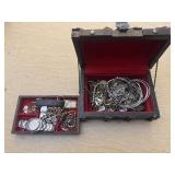 Wood Box with Jewelry & Watches