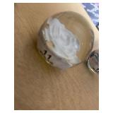 Art Glass White Flower Paperweight