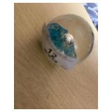 Art Glass Blue Flower Paperweight