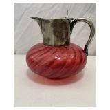Vintage Pitcher with Silver-Plated Hinged Lid