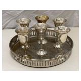 Silver Plate Tray and 6 Small Goblets