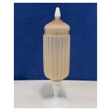 Vintage Ribbed Opaline Glass Jar with Lid