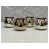 Set of 4 Small Silver Plate Cups / Wine Glasses