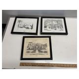 Framed Architectural Art Print Trio