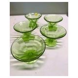 Set of 5 Green Depression Glass Dishes