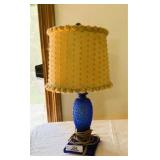 Vintage Cobalt Blue Glass Table Lamp