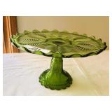 Beautiful Green Glass Cake Stand