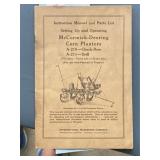 IH McCormick Deering Manual & Parts List