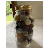 Mason Jar of Large Shooter Marbles