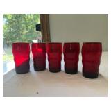 Set of 5 Ruby Red Drink Glasses