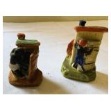 Pair of Japanese Bisque 'Next Figures' Outhouse