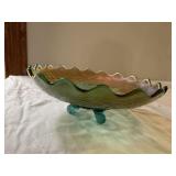 Footed Carnival Glass Bowl