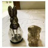 2 Figural Glass Candy Containers