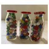 3 Milk Bottles of Marbles