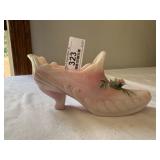 Signed Fenton Art Glass Shoe