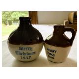 2 Miniature UHL Pottery Christmas Jugs
