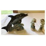 3 Ceramic Dolphins