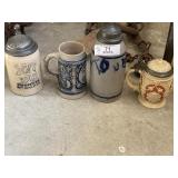 4 Collectible German Steins